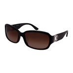 Salvatore Ferragamo // Women's SF608S-001 Rectangle Sunglasses // Solid Black + Brown Gradient