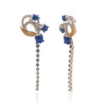 Lalique Muguet 18k White + 18k Yellow Gold + Diamond + Sapphire Earrings // Store Display