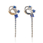 Lalique Muguet 18k White + 18k Yellow Gold + Diamond + Sapphire Earrings // Store Display