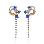 Lalique Muguet 18k White + 18k Yellow Gold + Diamond + Sapphire Earrings // Store Display