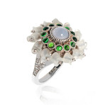 Muguet 18k Gold + Diamond + Chalcedony Cabochon Ring // Ring Size 7.25 // Store Display