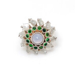 Muguet 18k Gold + Diamond + Chalcedony Cabochon Ring // Ring Size 7.25 // Store Display