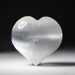 Polished Natural "Cat's Eye" Selenite Heart + Acrylic Display Stand