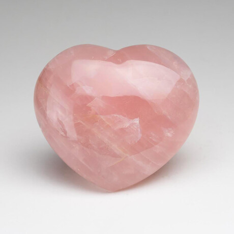 Genuine Polished Rose Quartz Heart + Acrylic Display Stand