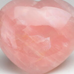 Genuine Polished Rose Quartz Heart + Acrylic Display Stand