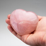 Genuine Polished Rose Quartz Heart + Acrylic Display Stand