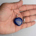Genuine Polished Lapis Lazuli Heart Pendant with Sterling Silver Chain