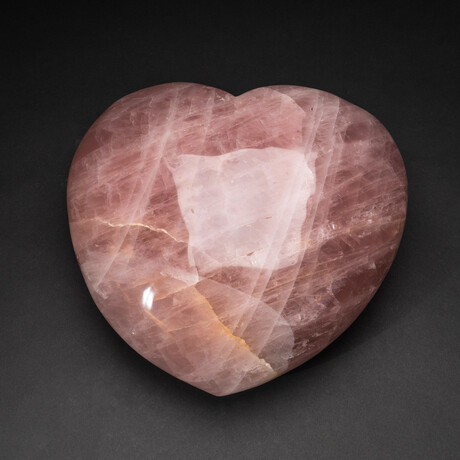Genuine Polished Rose Quartz Heart + Acrylic Display Stand // Huge