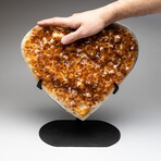 Genuine Citrine Clustered Heart + Custom Metal Stand