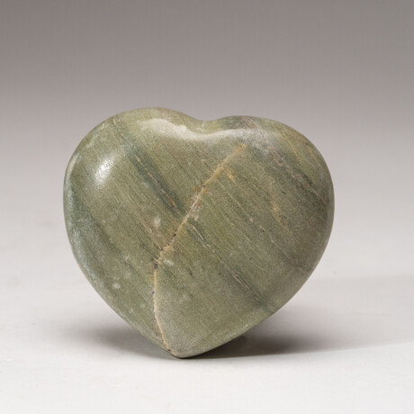 Genuine Polished Green Serpentine Heart + Acrylic Display Stand