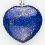 Genuine Polished Lapis Lazuli Heart Pendant with Sterling Silver Chain