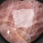 Genuine Polished Rose Quartz Heart + Acrylic Display Stand // Huge