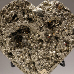 Genuine Pyrite Clustered Heart + Custom Metal Stand