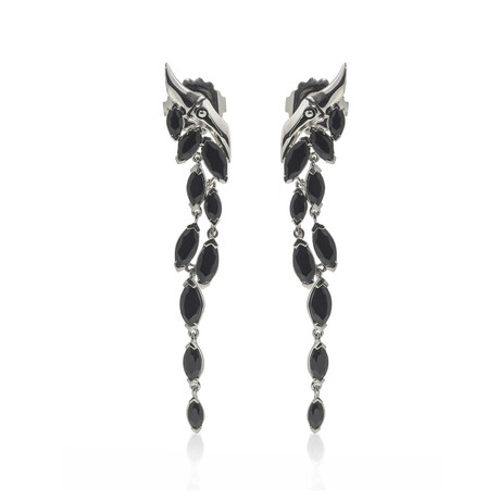 John Hardy Bamboo Sterling Silver + Black Spinel Earrings // Store Display