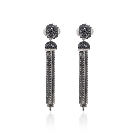 Classic Chain Sterling Silver + Black Spinel Earrings // Store Display