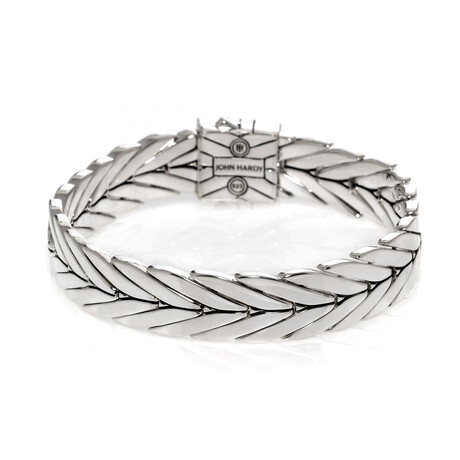 John Hardy Modern Chain Sterling Silver Diamond Bracelet // Store Display