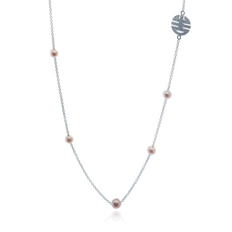 Mimi Milano Ognibene 18k White Gold Diamond + Pearl Necklace // Store Display