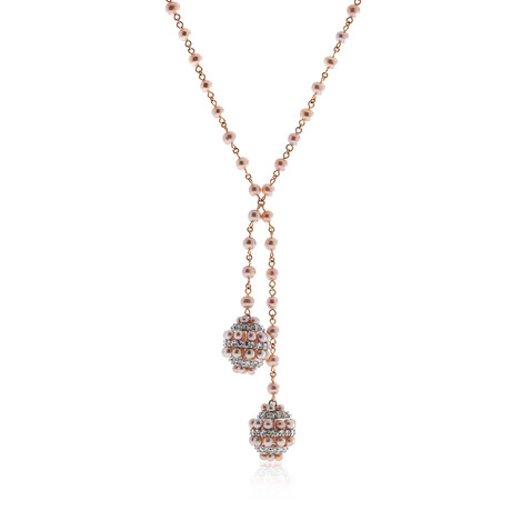Garbo 18k Rose Gold + Pearl + Sapphire Necklace // 16" // Store Display