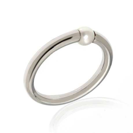 Mimi Milano Nagai Sirenette 18k White Gold + Pearl Ring // Ring Size 6.5 // Store Display