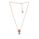 Rose 18k Rose Gold + 18k White Gold Diamond + Sapphire Necklace I // 16" // Store Display