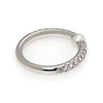 Mimi Milano Nagai Sirenette 18k White Gold Diamond + Pearl Ring // Ring Size 5.75