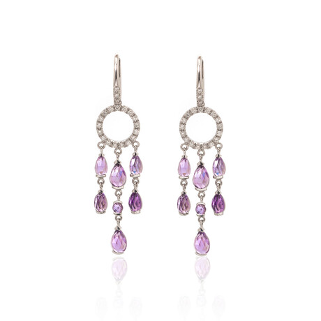 Mimi Milano Angie 18k White Gold Diamond + Amethyst Earrings I // Store Display