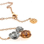 Rose 18k Rose Gold + 18k White Gold Diamond + Sapphire Necklace II // 16" // Store Display