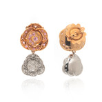 Mimi Milano Rose 18k Rose + 18k White Gold Diamond + Sapphire Earrings // Store Display