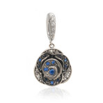 Mimi Milano 18k White Gold Diamond + Sapphire Rose Pendant // Store Display