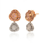Mimi Milano Rose 18k Rose + 18k White Gold Diamond + Sapphire Earrings // Store Display