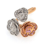 Mimi Milano 18k Rose + 18k White Gold Diamond + Sapphire Ring // Ring Size 7 // Store Display