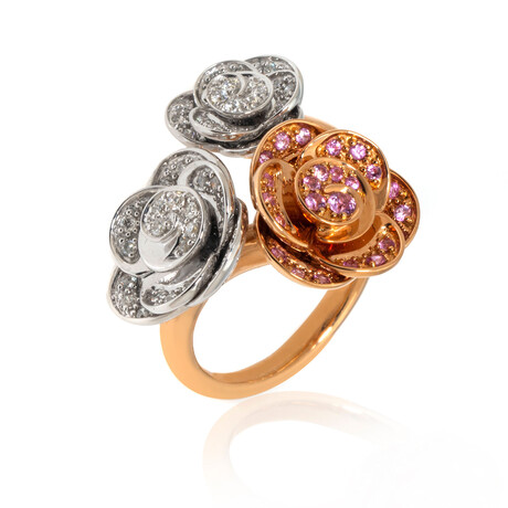 Mimi Milano 18k Rose + 18k White Gold Diamond + Sapphire Ring // Ring Size 7 // Store Display