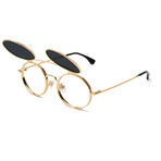 Unisex 50-50 Flip Sunglasses // Black + Gold