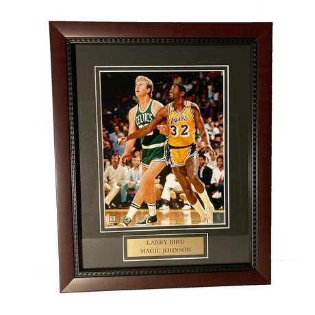 Magic Johnson & Larry Bird // Los Angeles Lakers & Boston Celtics // Unsigned Photograph + Framed