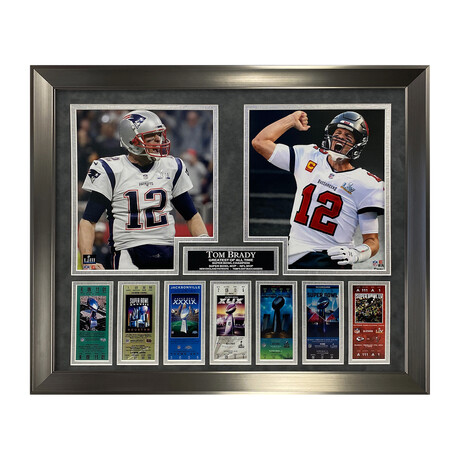 Tom Brady w/ Super Bowl Tickets 2-way // Framed + Unsigned // Patriots + Buccaneers