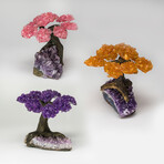 Gemstone Trees on Amethyst Matrix // Set of 3 // Rose Quartz + Citrine + Amethyst // Medium