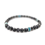 Labradorite + Imperial Jasper Bead Bracelet // Gray + Blue + Silver