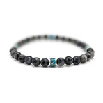 Labradorite + Imperial Jasper Bead Bracelet // Gray + Blue + Silver