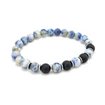 Agate Bead Bracelet // Black + Blue + Silver