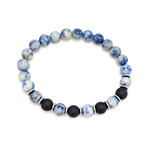 Agate Bead Bracelet // Black + Blue + Silver