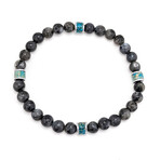 Labradorite + Imperial Jasper Bead Bracelet // Gray + Blue + Silver