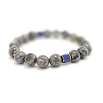 Jasper + Lapis Lazuli Bead Bracelet // Gray + Blue + Gold