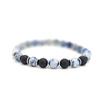 Agate Bead Bracelet // Black + Blue + Silver