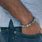 Jasper + Lapis Lazuli Bead Bracelet // Gray + Blue + Gold