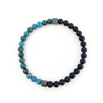 Apatite + Agate + Square Bead Bracelet // Blue + Black