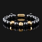 Geom Hematite Bracelet // 18K Solid Yellow Gold (X-Small)