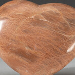 Genuine Polished Pink Moonstone Heart + Acrylic Display Stand // V1