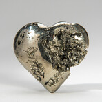 Genuine Polished Pyrite Heart + Acrylic Display Stand // v.1