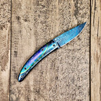 Colored Spacer Ionized Damascus Folder // Ionized Engraved Fill