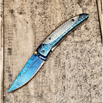 Colored Spacer Ionized Damascus Folder